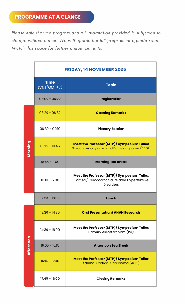 ANAH Masterclass 2025- Programme at a Glance